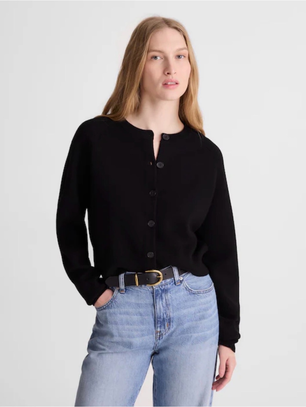 Madewell Raglan-Sleeve Cropped Cardigan in Merino Wool M